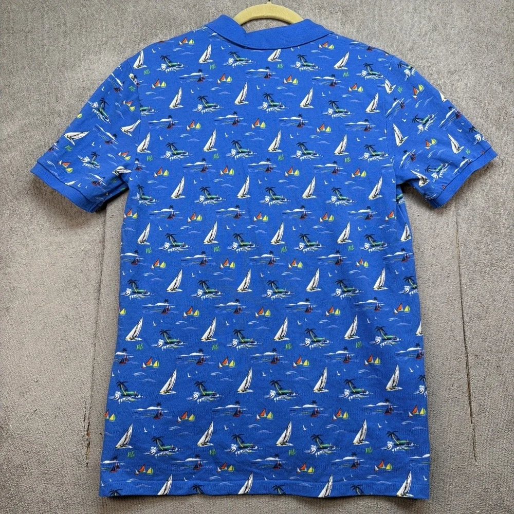 Polo Ralph Lauren Boys Polo Shirt‎ Blue Sailboat Print XL 18-20